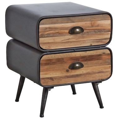 AUBRY GASPARD table de nuit en métal et tiroirs bois