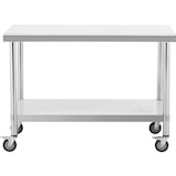thumbnail of Royal Catering Mesa de acero inoxidable con ruedas - PREMIUM - 70 x 120 cm - 158 kg -