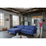 thumbnail of KAWOLA Sofa MALTA Ecksofa Stoff blau mit motorischer Relaxfunktion Recamiere links