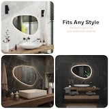 thumbnail of Mirlux Badkamerspiegel met LED Verlichting & Verwarming – Wandspiegel Asymmetrisch – Anti Condens Douchespiegel - Frameloos - 90x60CM