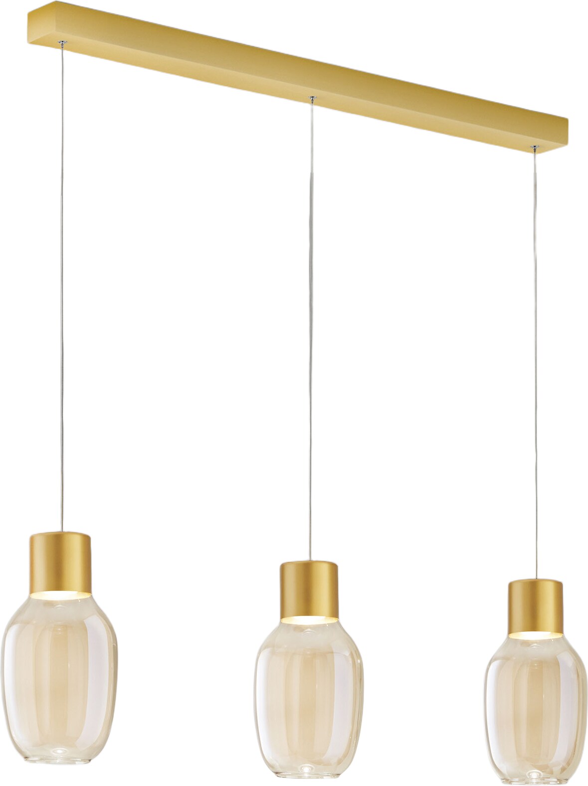 Lapo LED-Pendelleuchte, 36 W, 3900 lm, 3000 K warmweiß, Metallrahmen und cognacfarbenes Borosilikatglas, stufenlos dimmbar - Lapo