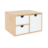 thumbnail of Relaxdays Schubladenbox, Bambus & MDF, 3 geriffelte Schubladen, HBT: 15 x 25 x 20 cm, Schreibtisch Organizer, weiß/natur