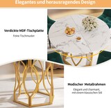 thumbnail of Esstisch rund 100x100x76  Weiß+Gold MDF Tischplatte mit Marmoroptik Metallbeine mit Bodenausgleich, stabil und pflegeleicht