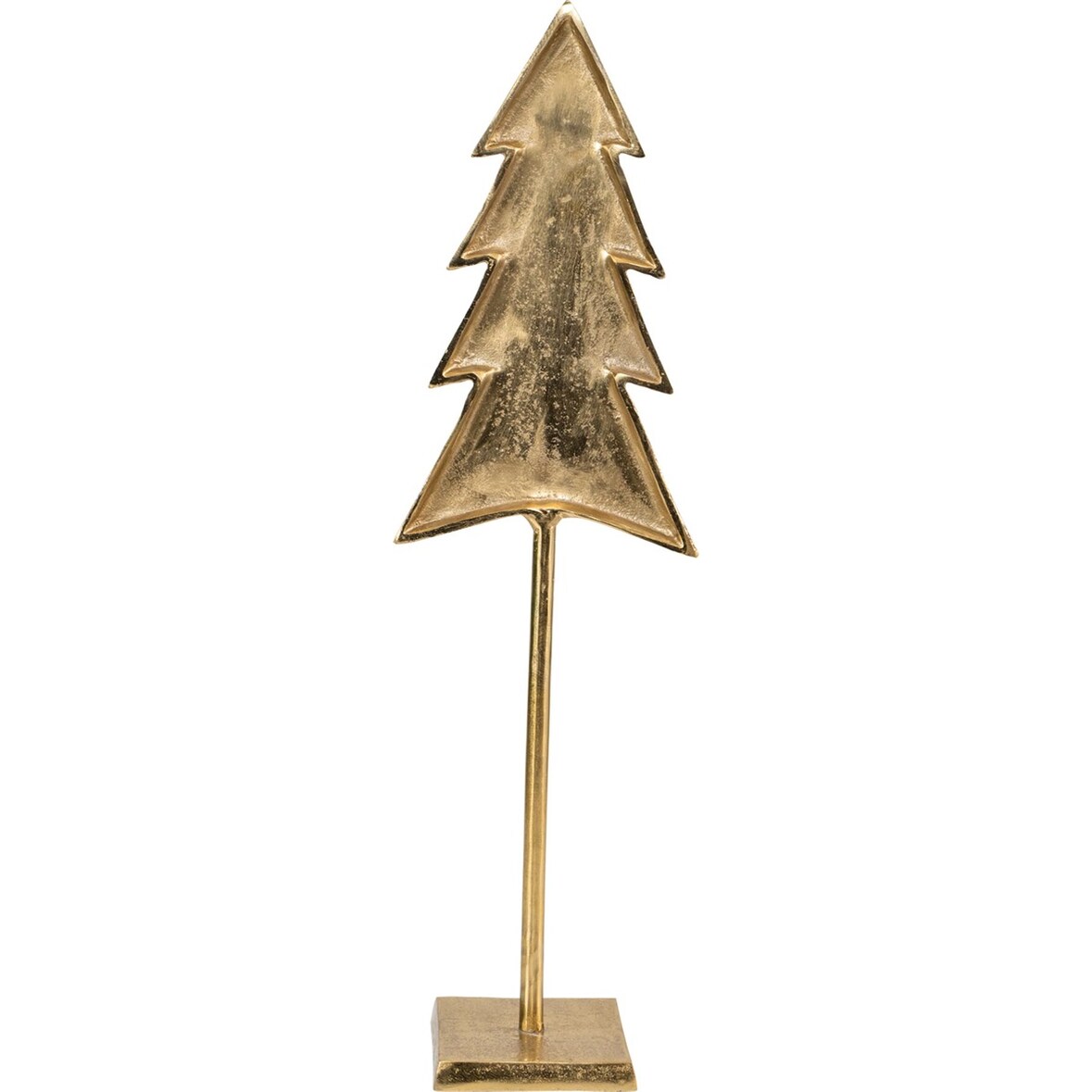 Decoratie kerstboom op voet metaal goud 20x13x70cm