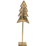 thumbnail of Decoratie kerstboom op voet metaal goud 20x13x70cm
