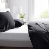 thumbnail of Bettwäsche Baumwolle 135x200 + 80x80 cm Einfarbig Uni Schwarz mit Reißverschluss
