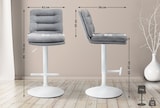 thumbnail of Décoshop26 - Barhocker x1 mit Fußstütze und Rückenlehne gepolsterter Sitz in grauem Stoff und weißem Metall 10_0006509