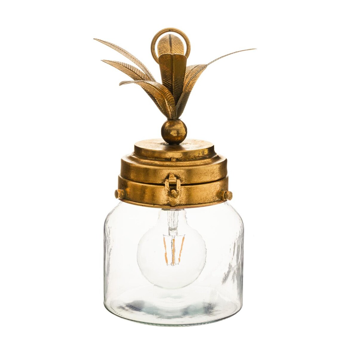 Lampe LED Ananas en verre et métal doré