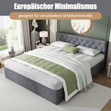 thumbnail of Polsterbett 140x200 Grau mit Hydraulikfunktion,Samt Elegantes Bett mit Stauraum und Knopfoptik Doppelbett für kleine Schlafzimmer Boxspringbett Grau