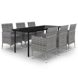 thumbnail of vidaXL 7-tlg. Garten-Essgruppe mit Auflagen Poly Rattan und Glas