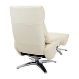 thumbnail of Relaxsessel mit Hocker HWC-K98, Fernsehsessel Sessel, Liegefunktion drehbar, Metall Echtleder/Kunstleder ~ creme-weiß