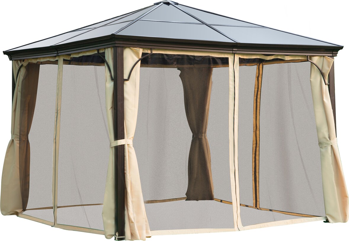 Carpa Cenador para Jardín Estable Anti-UV Techo 4 Paravientos + Mosquitera
