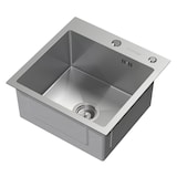 thumbnail of ML-Design Spülbecken Edelstahl 45 × 45 cm Silber – Eckige Einbauspüle mit Ab- & Überlaufgarnitur, 1 Becken klein, Edelstahlspüle mit Siphon & 2