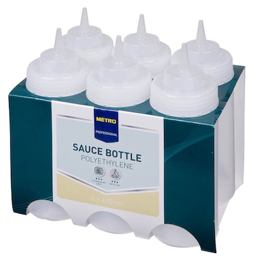 METRO PROFESSIONAL Dispensadora para salsas hs020801-8, polietileno/polipropileno, Ø 5 x 18 cm, 260 ml, con tapón de rosca, transparente, 6 unidades