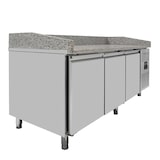 thumbnail of Mesa refrigerada para pizza, 3 puertas, acero inoxidable, mármol gris, 580 L, interior EN 60 x 40 cm, vitrina de ingredientes GN 1/4, Vaiotec 11259