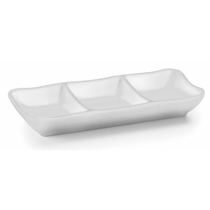 LACOR fuente 3 salsas WHITE melamina para presentaciones 19x8 cm 63280