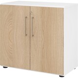 thumbnail of bümö Aktenschrank abschließbar, Büroschrank Holz 80cm breit in Weiß/Eiche - abschließbarer Schrank mit Aktenregal für's Büro & Arbeitszimmer, Büro