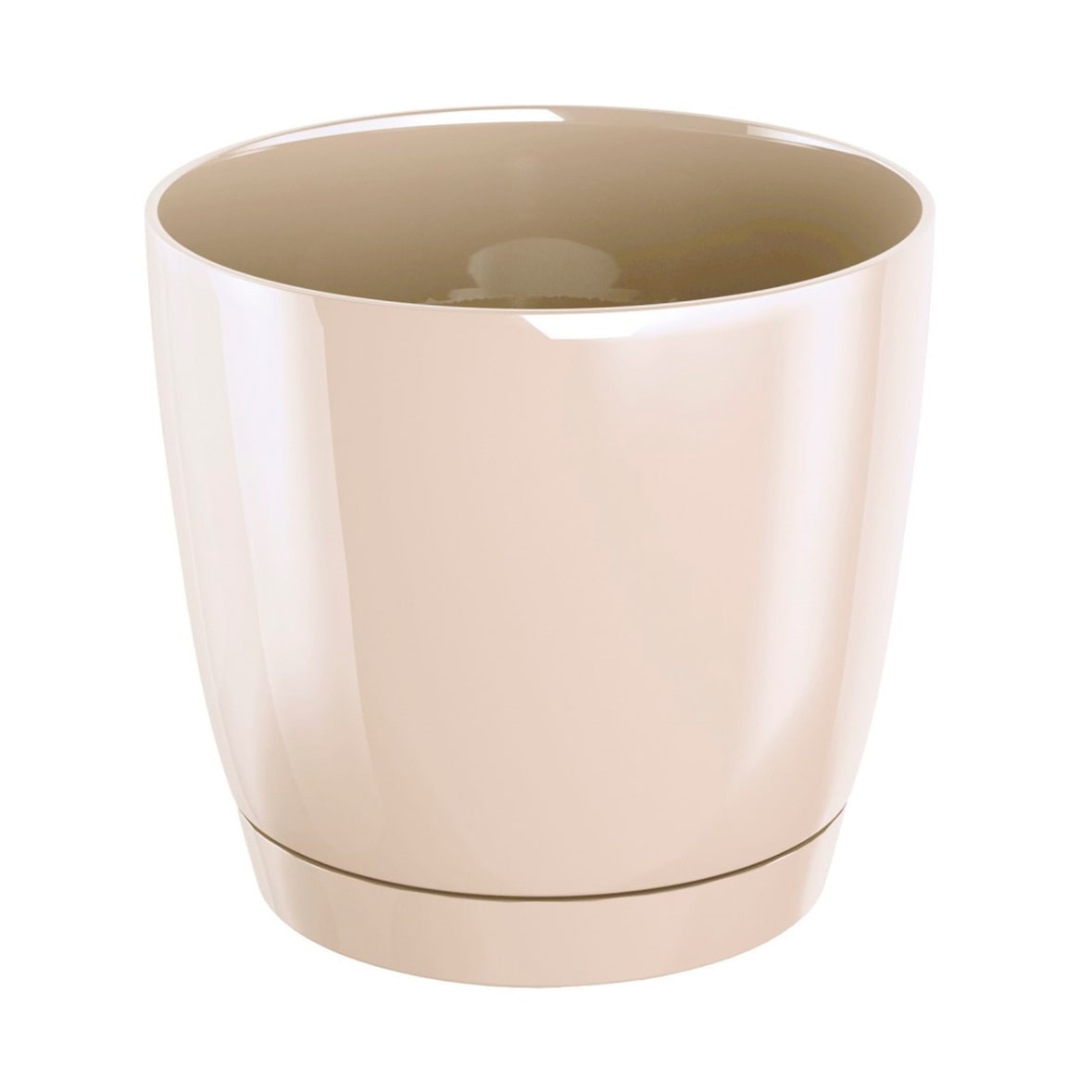 Prosperplast - Coubi Round P ronde kunststof pot in crèmekleur 13,5x13,5x12,4 cm