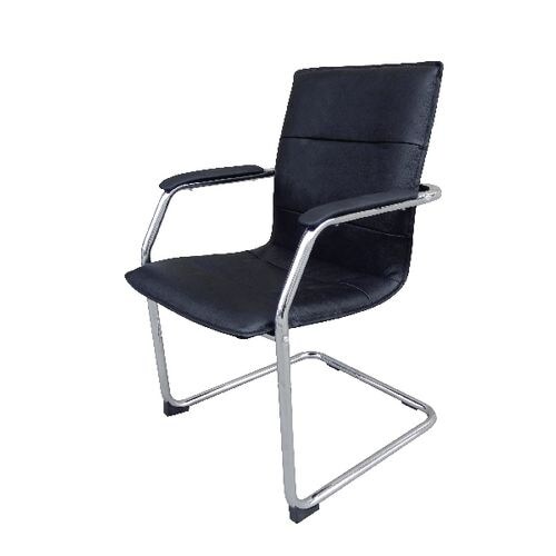 Realspace Baker Besucherstuhl Kunstleder Feste Armlehne Schwarz 110 kg