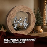 thumbnail of Dekofigur Sternenhimmel aus Mangoholz und Aluminium 27,5 cm Holzfigur mit Sternen im modernen Design Handarbeit Unikat für Kommode oder Fensterbank