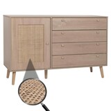thumbnail of Sideboard HWC-M43, Schrank Kommode Highboard, Schubladen Staufach, Kubu Rattan Holz Melamin, Eiche-Optik