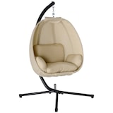 thumbnail of Outsunny silla colgante huevo con soporte columpio jardín exterior con cesta plegable y cojín para interior y exterior carga 120 kg caqui