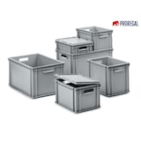 thumbnail of PROREGAL Eurobehälter mit geschlossenem Griff | HxBxT 7,5x40x60cm | 15 Liter | Grau | Eurobox, Transportbox, Transportbehälter, Stapelbehälter