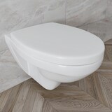 thumbnail of Sedile WC Copriwater Tavoletta UNIVERSALE Rapido Montaggio Con Soft Close Chiusura Ammortizzata In Plastica Antibatterica 458x370 Mm Bianco (Forma O)