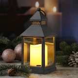 thumbnail of LED Laterne mit Kerze Windlicht flackernd H: 23cm Batteriebetrieb grau