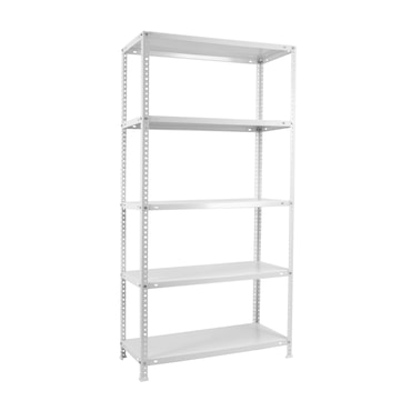Estante metálica com parafusos Comfort 5 prateleiras. Cor branco 1800x800x400 mm