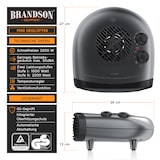 thumbnail of Brandson Heizlüfter 2000W, 2 Leistungsstufen, Thermostat, energiesparend, leise, Überhitzungsschutz, automatische Abschaltung, Grau