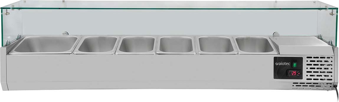 vaiotec Kühlaufsatz mit Glasabdeckung 7xGN1/3, 1600 x 395 mm