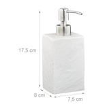 thumbnail of Relaxdays Seifenspender, 200 ml, nachfüllbar, Bad, WC, Küche, Flüssigseifenspender, Polyresin, Edelstahlpumpe, weiß