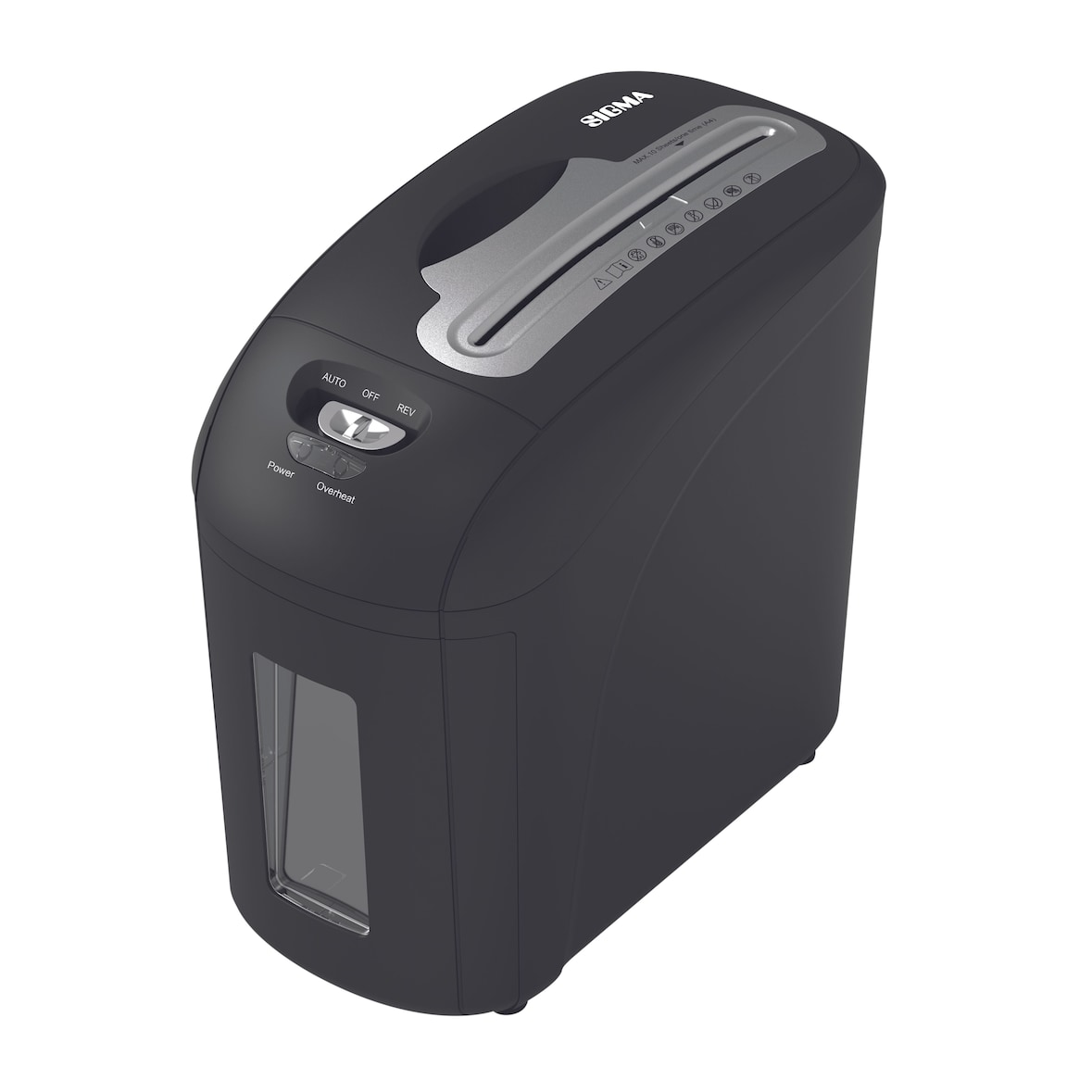 SIGMA Distruggidocumenti PCC165, plastica, 5 x 16 mm, 10 L, nero