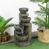 thumbnail of Fuente de jardín 5W fuente de agua en cascada de 4 niveles con bomba de agua y salida de agua ajustable para decoración patio 25x24x60 cm