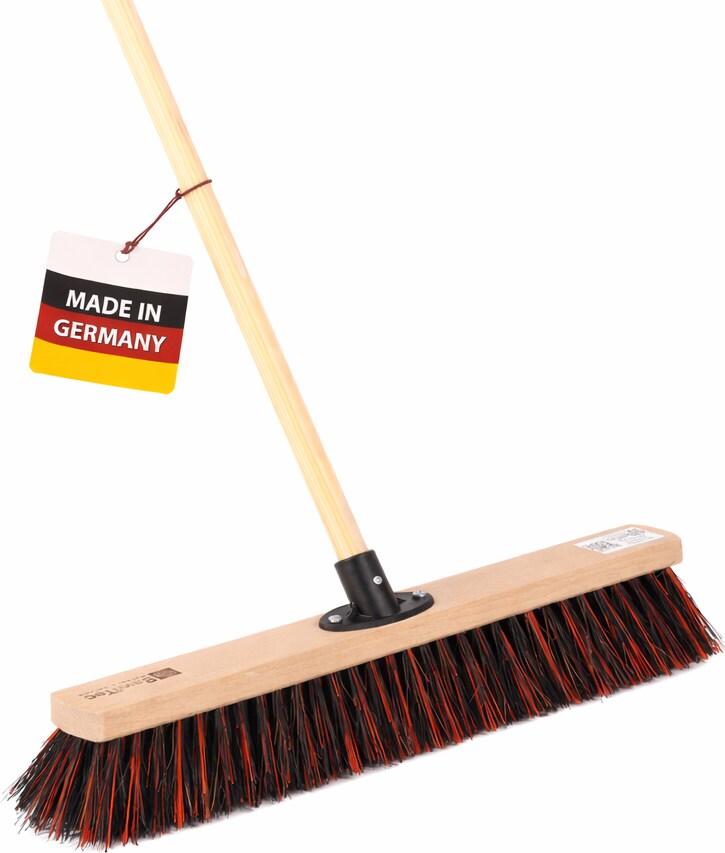 Qualitäts Kehrbesen Straßenbesen für draußen Besen Breite 50cm mit stabilem Stiel Holzstiel 160cm Lang Arengaborsten-Mix