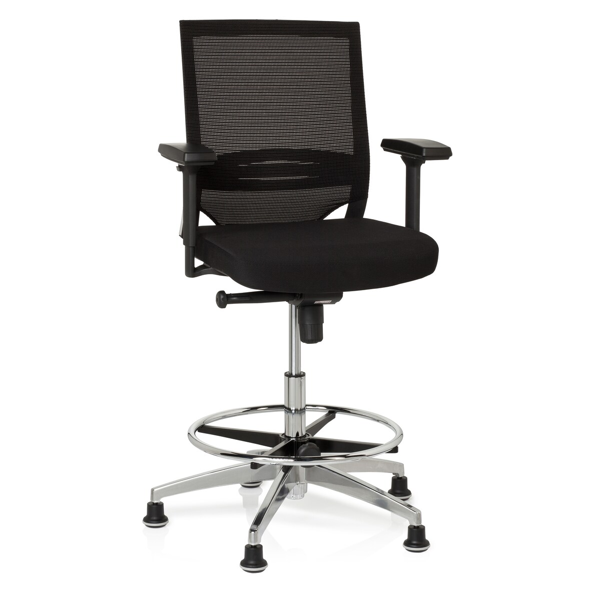 Luxe verhoogde bureaustoel TOP WORK 77 Stof / netstof, zwart (max. 79 cm hoog) hjh OFFICE