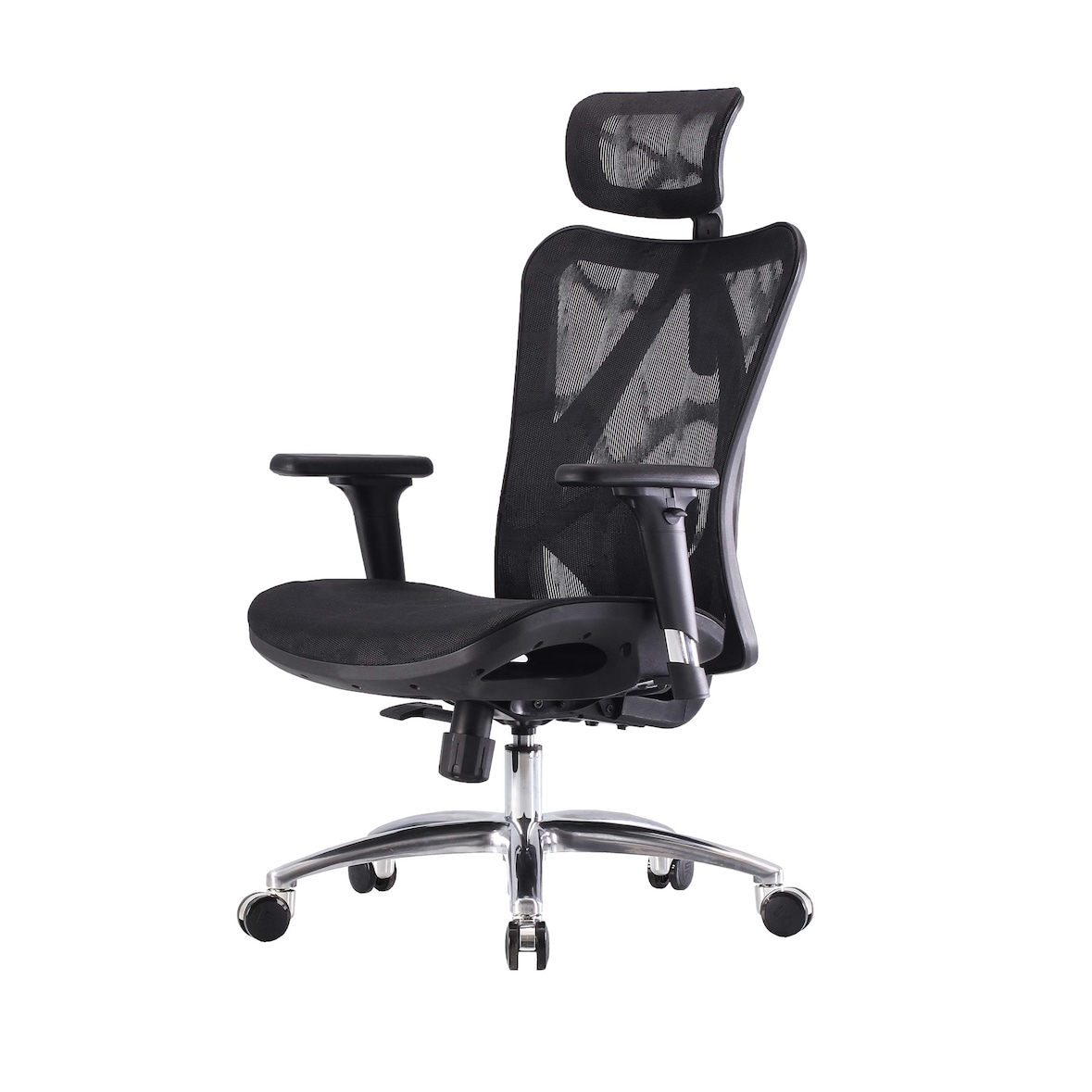 SIHOO silla de oficina silla de escritorio, ergonómica, reposabrazos ajustables, 150kg capacidad de carga ~ cubierta negro, marco negro