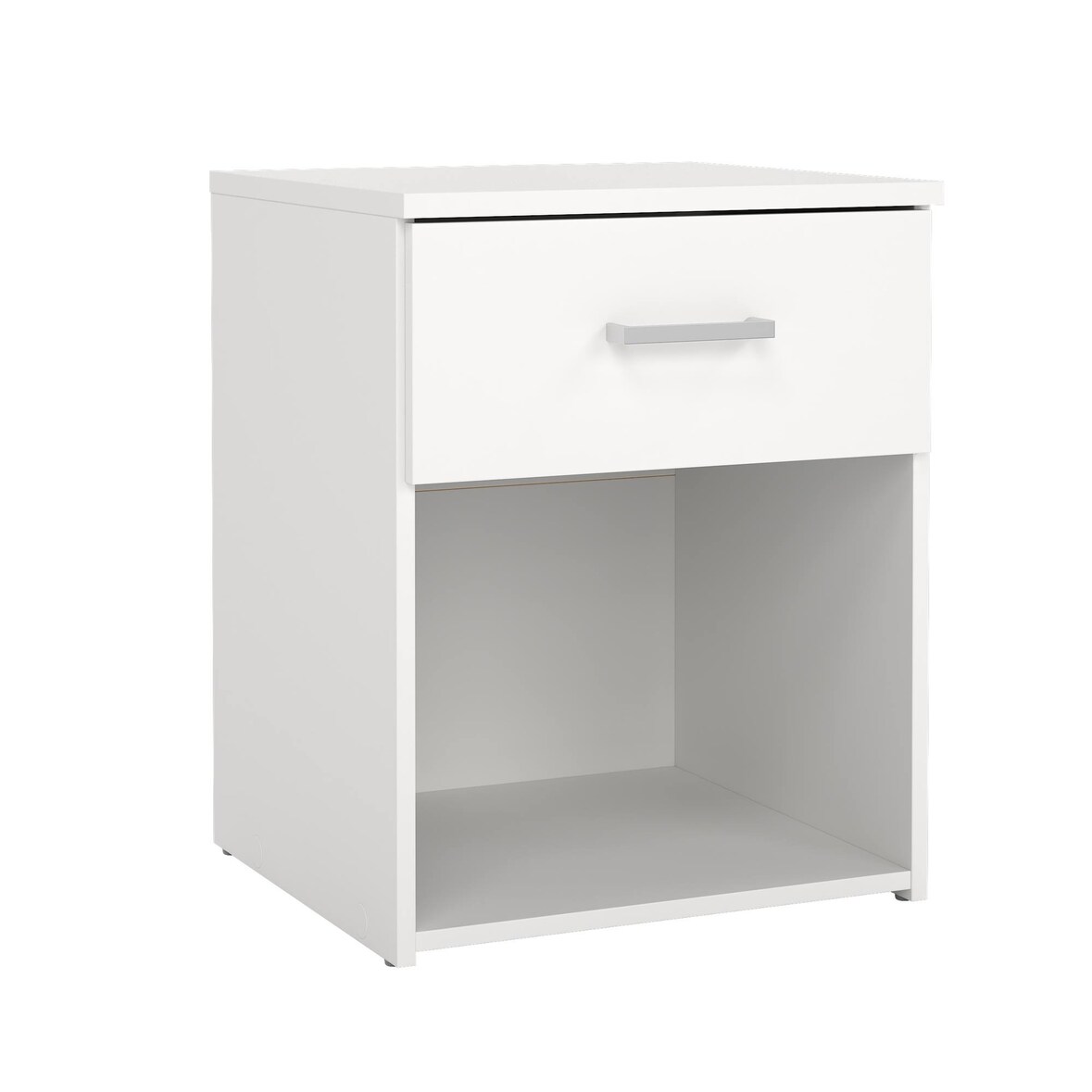 WellHome - Nachttisch aus Holz mit 1 Schublade in der Farbe Weiß 38 x 36 x 48 cm - Duero White