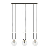 thumbnail of Sospensione Contemporanea 3 Luci Crio Acciaio Nero Oro E Sfera Vetro Trasparente