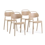 thumbnail of Lot de 4 chaises empilables pour intérieur et extérieur en résine, avec poignée intégrée, pour cuisine, jardin, bar et restaurant - Brenda/Caramel