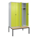 thumbnail of C+P Doppel-Spind Classic PLUS Buche untergebaute Bank 4 Abteile, Trennwand, HxBxT 212x120x82cm, Sicherheitsdrehriegel, Hellgrau/Clowngrün von PROREGAL