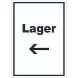 thumbnail of Lager Schild mit Text und Richtungspfeil links Storage Warenlager hochkant A3 (297x420mm)