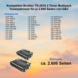 thumbnail of Kompatibel Brother TN-2010 2 Toner Multipack Tonerpatronen für je 2.600 Seiten von D&C