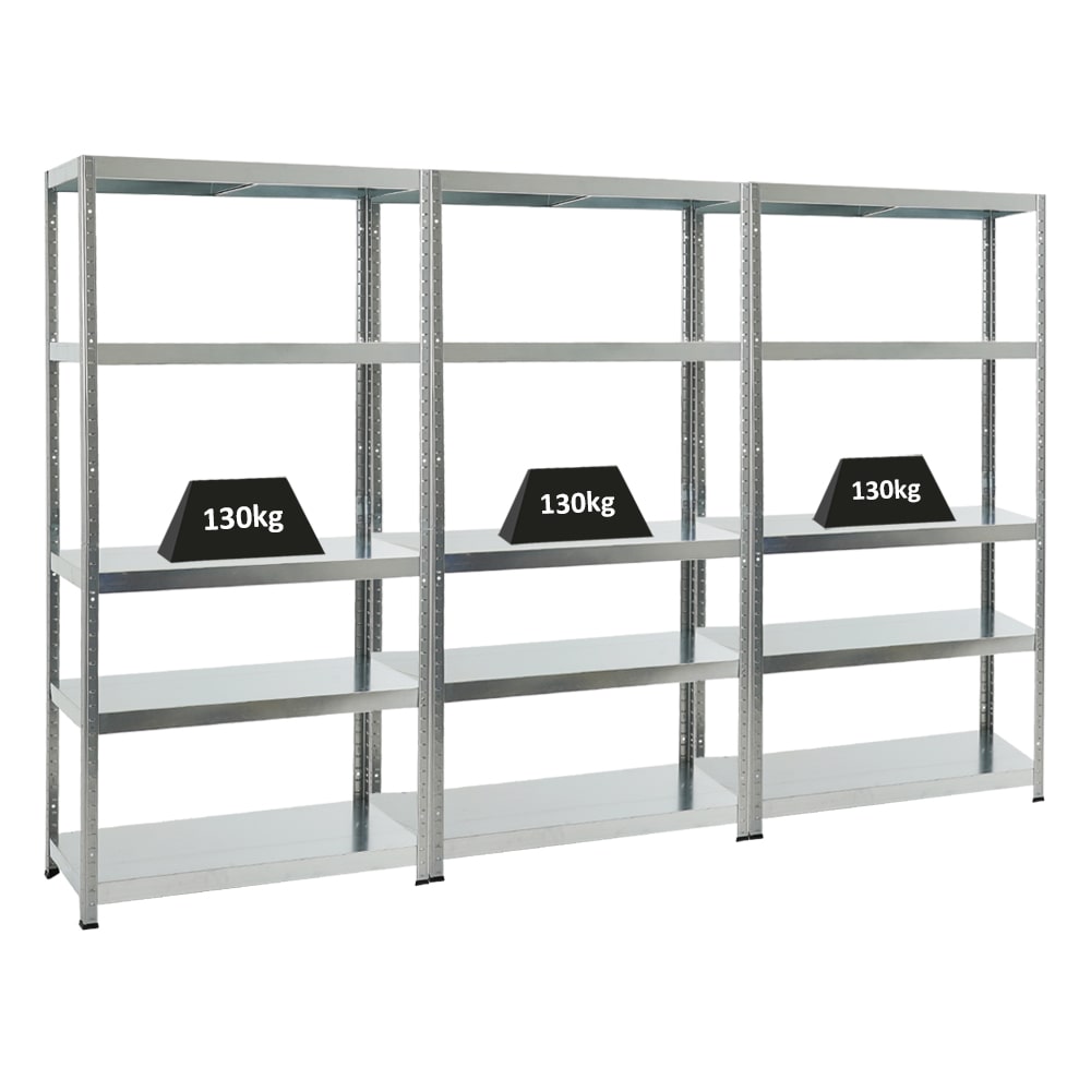 PROREGAL Mega Deal 3x Étagère charge lourde STEEL EAGLE | HxLxP 180x90x40cm | 130kg par niveau | Galvanisé | Étagère Robuste de Garage