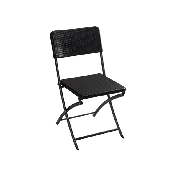 Chaise pliante, résistant aux intempéries, aspect rotin, max. 300 kg, noir, robuste, chaise extérieur, terrasse, jardin, pliable et confortable