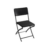 thumbnail of Chaise pliante, résistant aux intempéries, aspect rotin, max. 300 kg, noir, robuste, chaise extérieur, terrasse, jardin, pliable et confortable