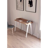 thumbnail of Escritorio 625 modelo BERLÍN en melamina Nogal con patas de madera de haya maciza en Blanco, de HERDASA.