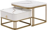thumbnail of Merax Couchtisch Set Marmoroptik mit Schublade, Beistelltisch hochglanz, Satztisch,Wohnzimmertisch, Gold | Weiß
