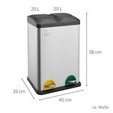 thumbnail of SVITA TC2X20 Kücheneimer Office 40L Trennmülleimer Mülltrennung Edelstahl Silber